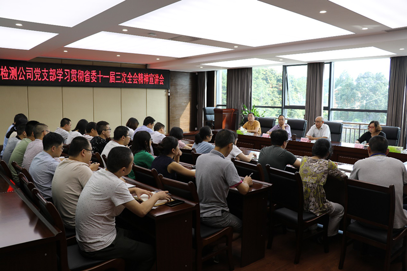 公司檢測公司黨支部召開學(xué)習(xí)貫徹省委十一屆三次全會精神宣講會